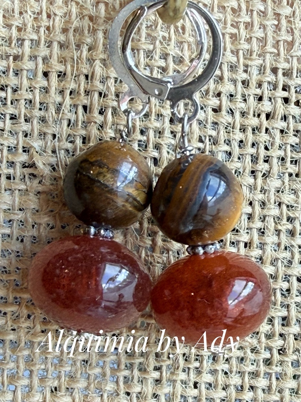 Chunky + FALL + Tiger Eye and Red-Orange Jasper Drop Earrings